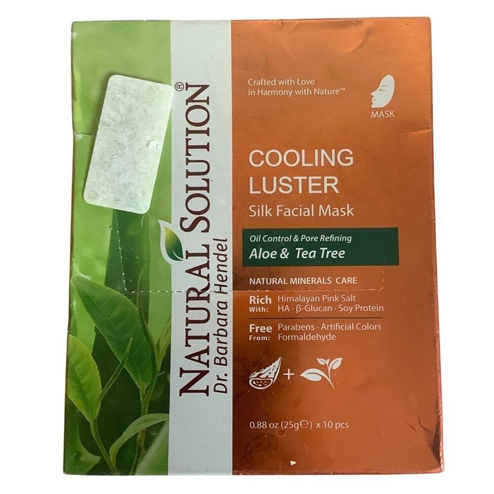 Natural Solution Cooling Luster Silk‎ Facial Mask Aloe Tea Tree 10 Pcs Hydrating